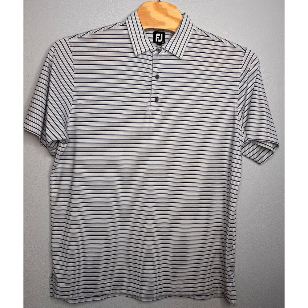 FJ Navy Blue  Stripped Polo Short sleeve Collared  Golf Shirt Men’s XL